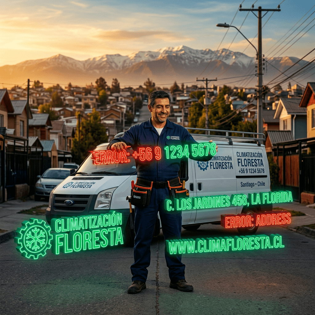 Dueño de una empresa de mantenimiento revisando su ficha de Google Maps en una tablet frente a su camioneta de trabajo.