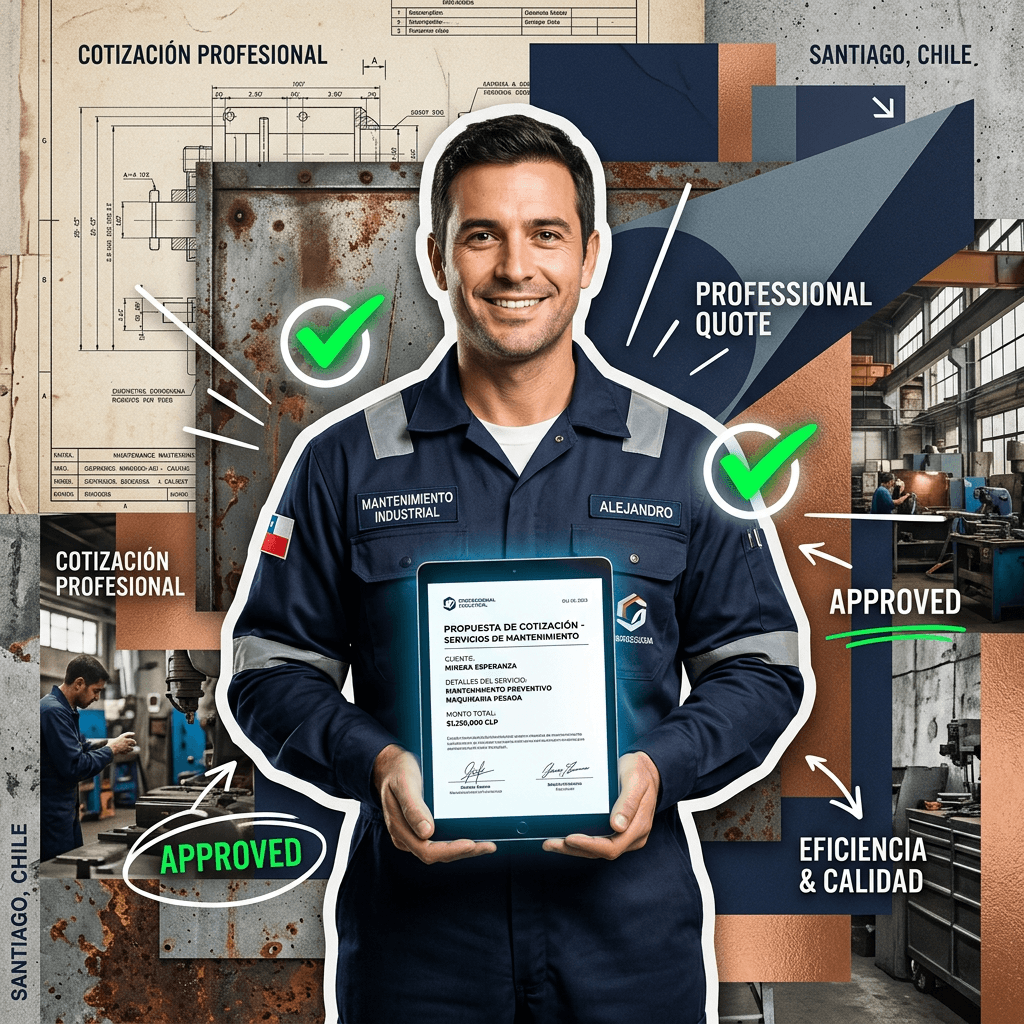 Presupuesto profesional de una empresa de climatización chilena con logo y fotos reales de faena