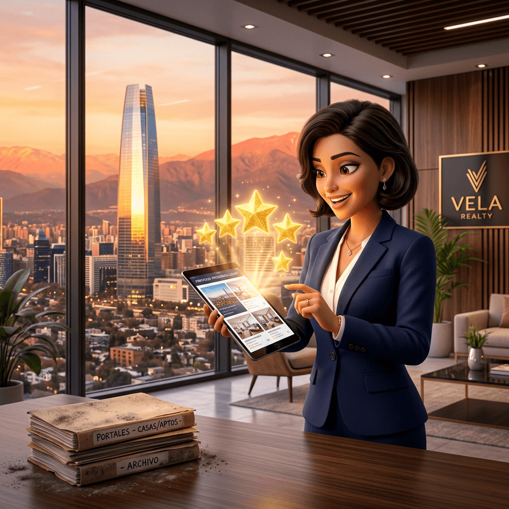 Dueño de negocio comparando costos de marketing digital en su oficina en Santiago