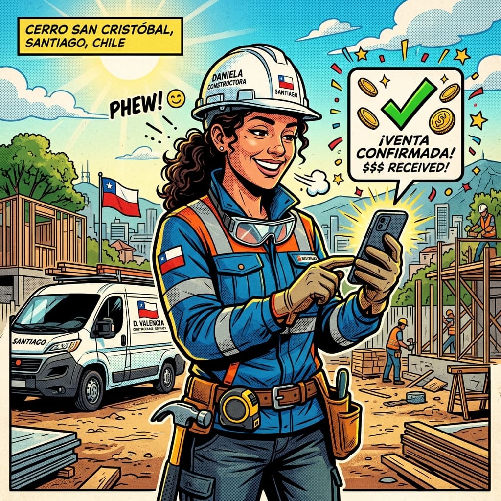 Dueño de empresa de servicios revisando cotizaciones automáticas en su celular en una obra